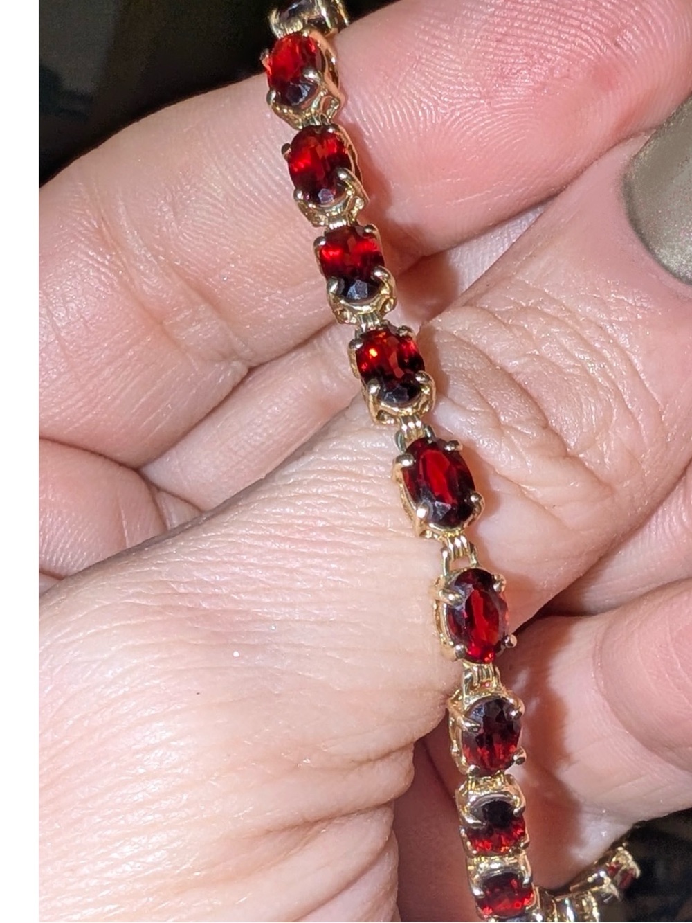 VTG 90s 10K Gold oval cut Garnet Tennis Bracelet excellent craftsman
